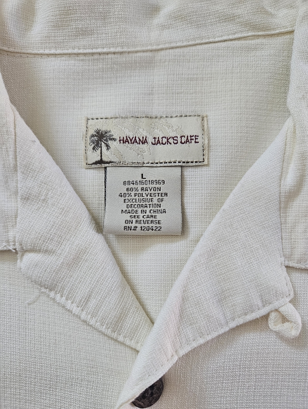 Havana Jack's Cafe Men's Cream Short-Sleeve Button-Up Shirt with Bamboo Print - Picture 6 of 7